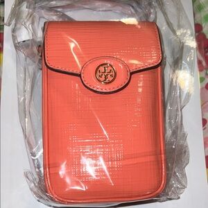 Tory Burch Crosshatched Phone Coral Crossbody